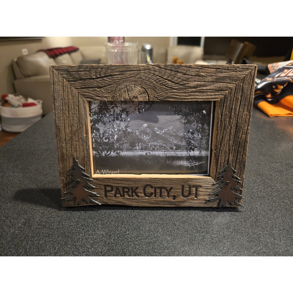 Rustic Park City Utah Wood Picture Frame 4x6 Cabin Lodge Decor Pine Trees USA